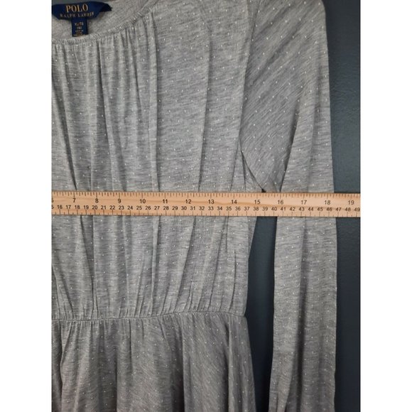 Ralph Lauren Girls Sz. 16 (XL) Gray Heather W/White Polkadots Dress Long Sleeve - Picture 9 of 12